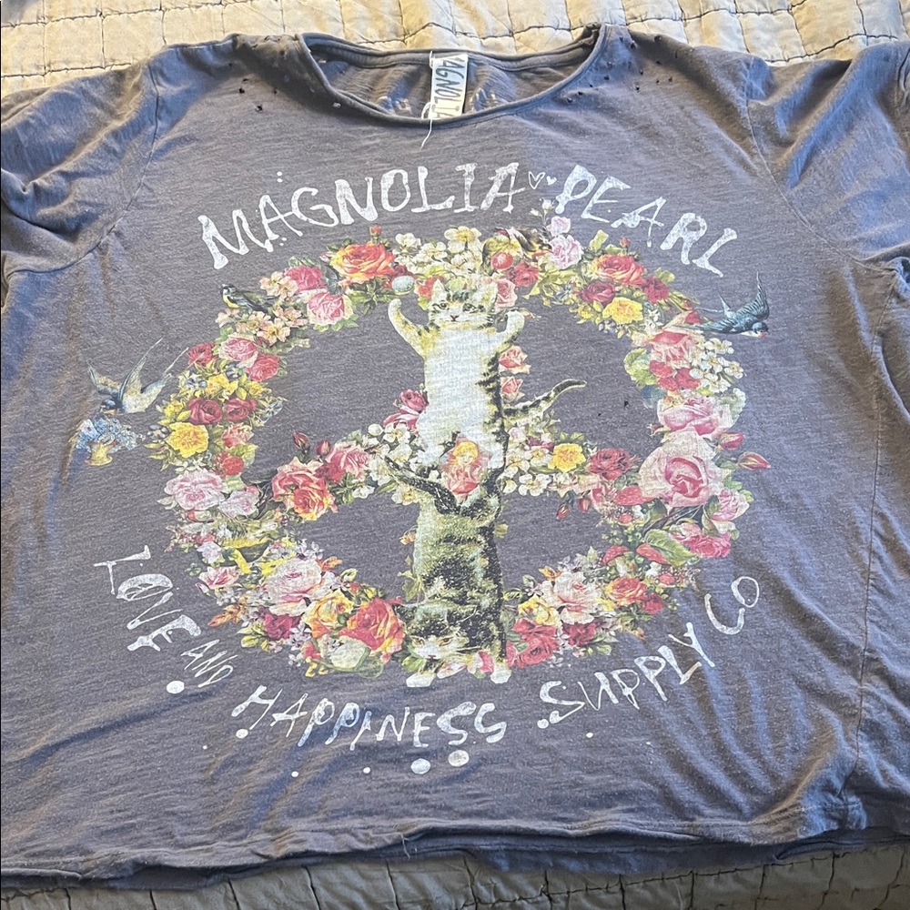 Magnolia Pearl Floral Peace Sign Tee